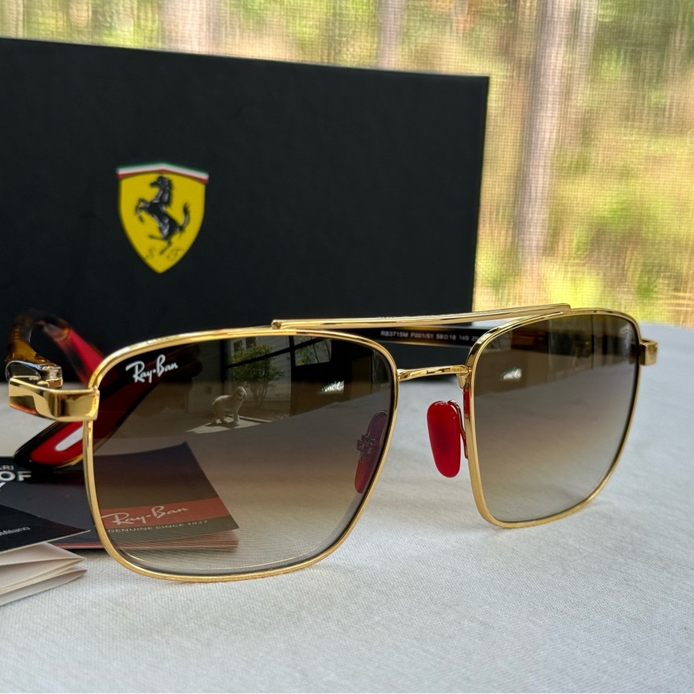 Ray-Ban Gold RB3715M Sunglasses with Brown Gradient Lenses - Picture 2 of 7